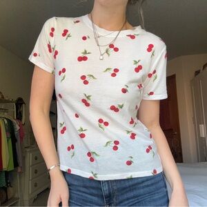 SOLD 21 white and red cherry print t-shirt